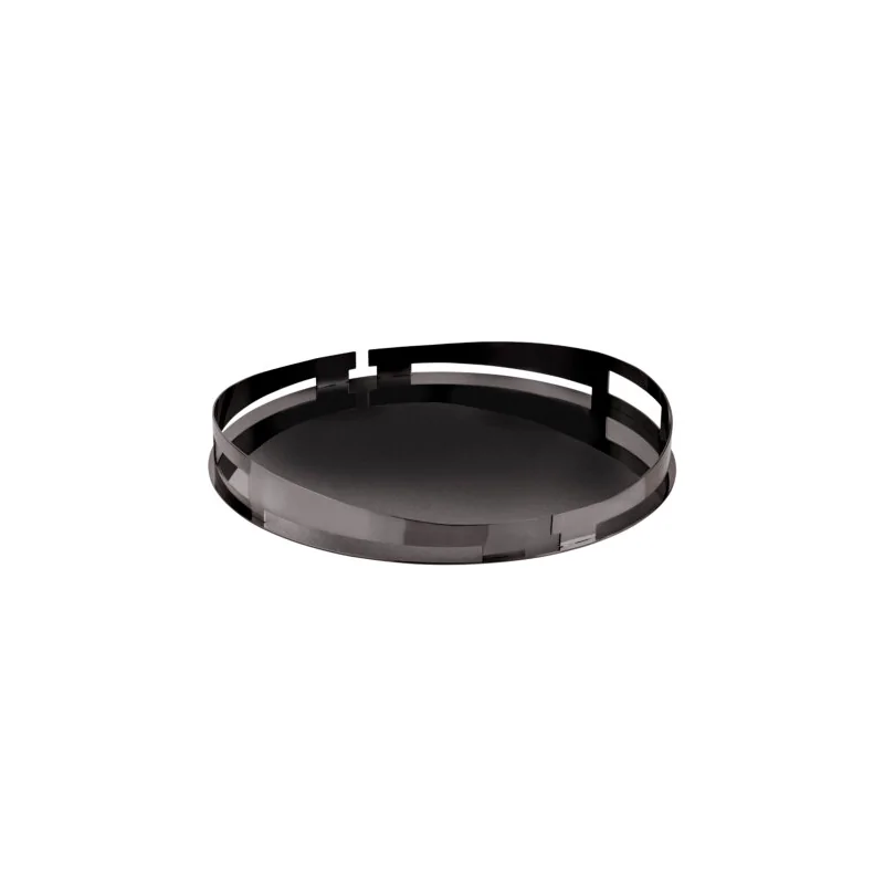 Polished Black Round Tray - Dia: 35 cm H: 4.5 cm Polished Black Round Tray - Dia: 35 cm H: 4.5 cm