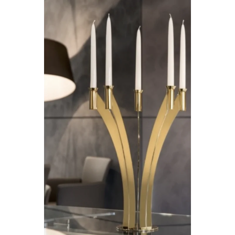 Gold Plated 5 Flame Candleholder - 51.2 x 40.5 cm H: 50 cm