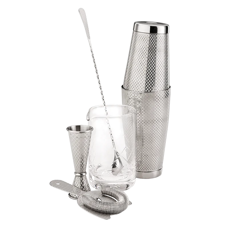 Barfly 5-Piece Diamond Lattice Cocktail Mixing Set - Stainless Steel Barfly 5-Piece Diamond Lattice Cocktail Mixing Set - Stainless Steel