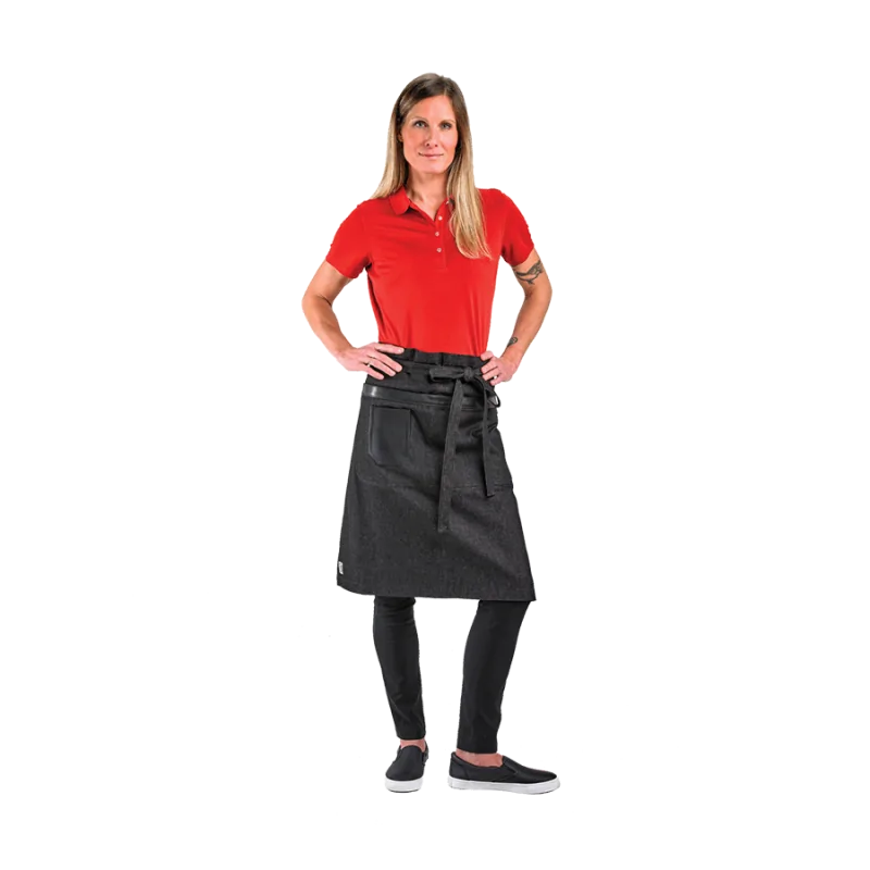 Barfly Renegade Bib Apron - Black Canvas With Black Leather Straps Barfly Renegade Bib Apron - Black Canvas With Black Leather Straps