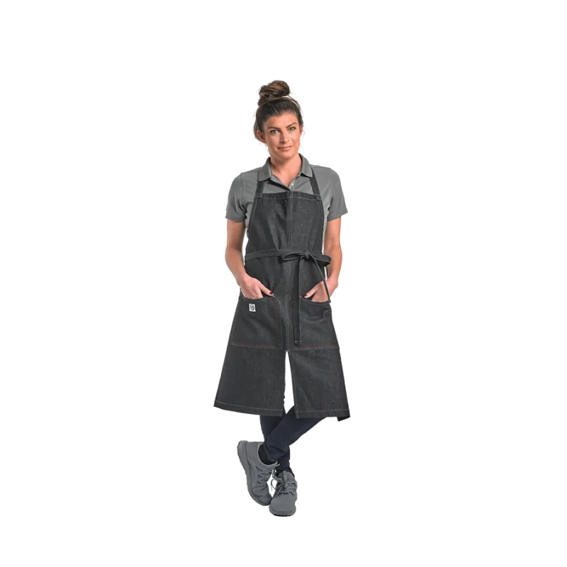 Barfly Zephyr Bib Apron - Black Denim