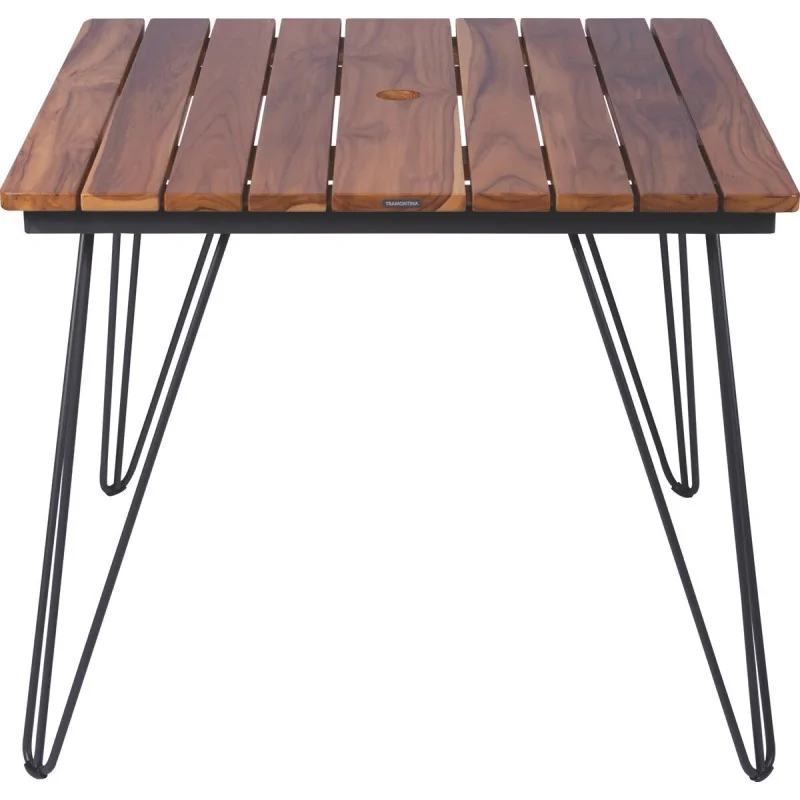 Tarsila Square Teak Wood Table With Carbon Steel Frame Tarsila Square Teak Wood Table With Carbon Steel Frame