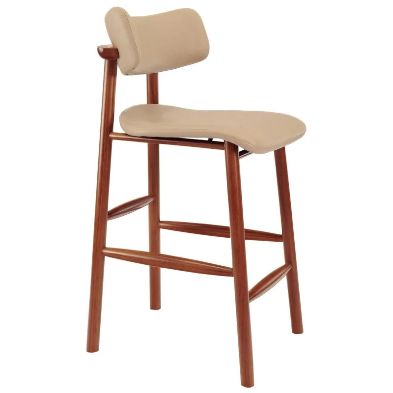 Barstool Maruja Tauari Wood Beige - 14.2" x 17.1" x 43.5"