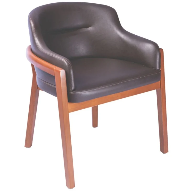 Armchair Low Scoop Back Tauari Wood Dark Brown Upholstered - 23.6" x 23.6" x 29.5" Armchair Low Scoop Back Tauari Wood Dark Brown Upholstered - 23.6" x 23.6" x 29.5"