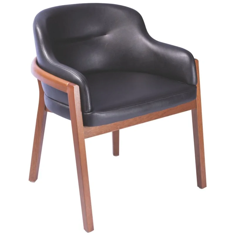 Armchair Low Scoop Back Tauari Wood Black Upholstered - 23.6" x 23.6" x 29.5" Armchair Low Scoop Back Tauari Wood Black Upholstered - 23.6" x 23.6" x 29.5"