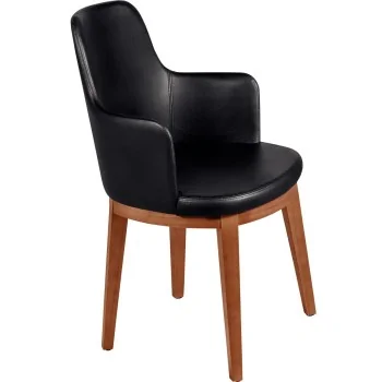 London Armchair Almond Upholstered Black - Set of 2