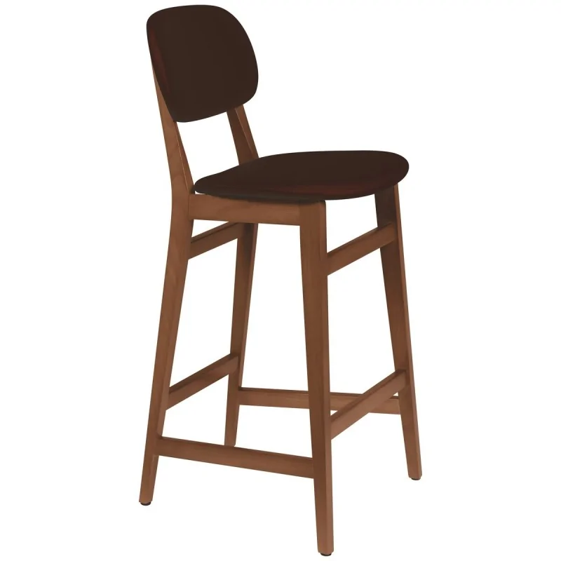 Bar Stool Tauari Almond Dark Brown Upholstered London - 14.2" x 17.1" x 43.5" Bar Stool Tauari Almond Dark Brown Upholstered London - 14.2" x 17.1" x 43.5"