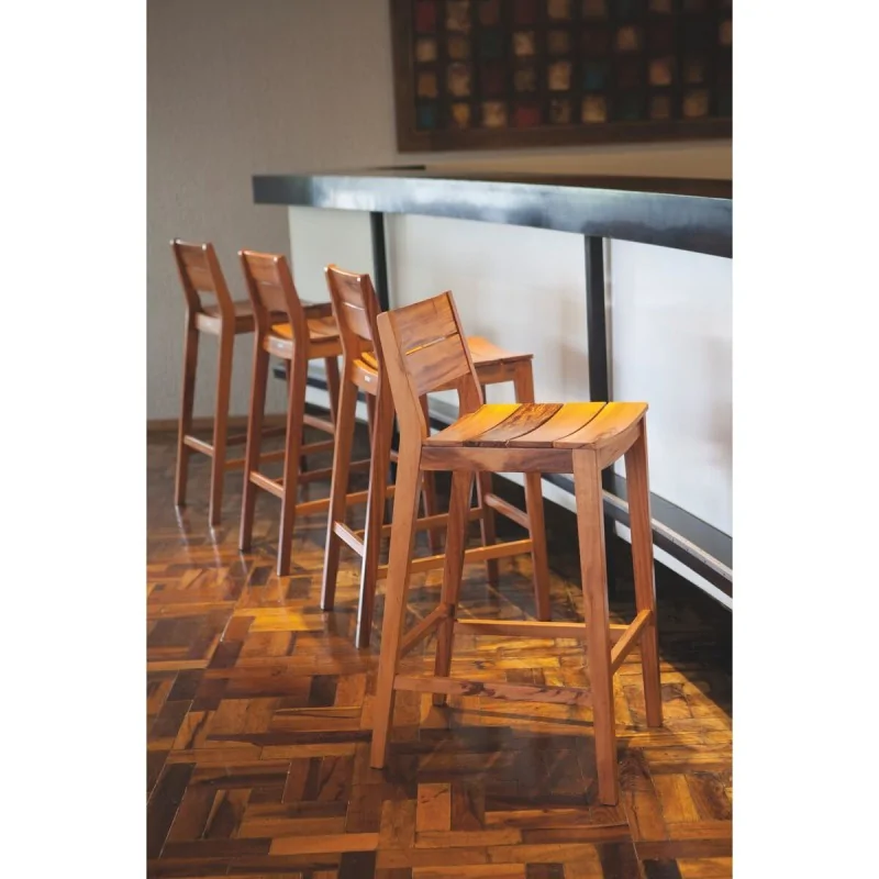 Bar Stool Tiger Wood Toscana - 21.8" x 19.5" x 32.2" - Tramontina