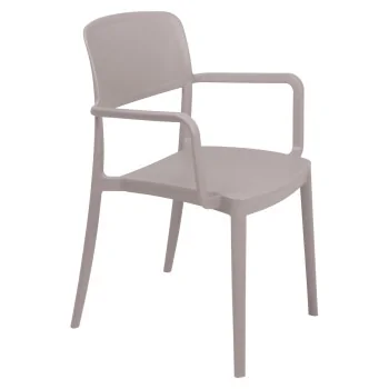 Armchair With Solid Back Taupe - 20.1" x 21.3" x 32.5" - Set of 4
