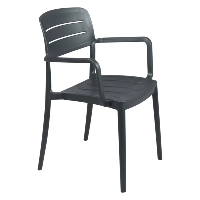 Armchair With Slated Back Dark Gray - 20.1" x 21.3" x 32.5" - Set of 4 Armchair With Slated Back Dark Gray - 20.1" x 21.3" x 32.5" - Set of 4