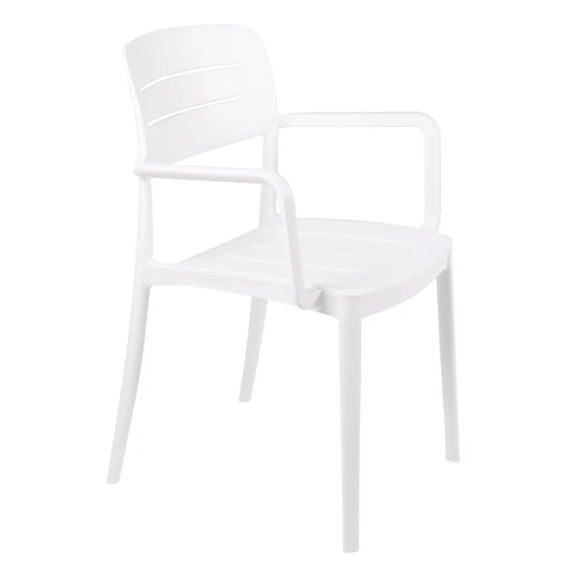Armchair With Slated Back White - 20.1" x 21.3" x 32.5" - Set of 4