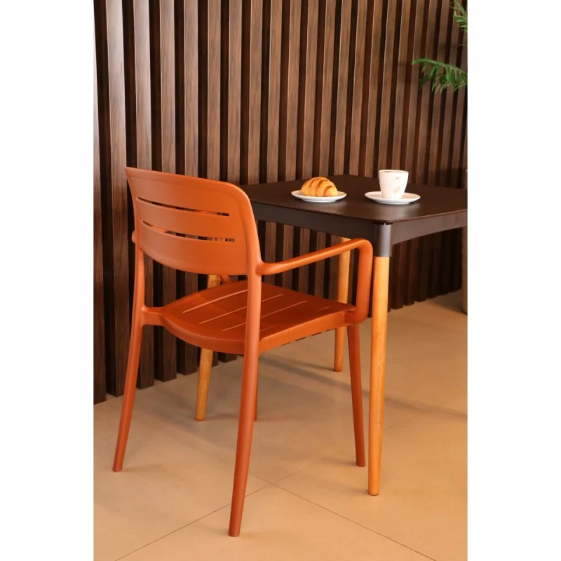 Armchair With Slated Back Terracotta - 20.1" x 21.3" x 32.5" - Set of 4 Armchair With Slated Back Terracotta - 20.1" x 21.3" x 32.5" - Set of 4