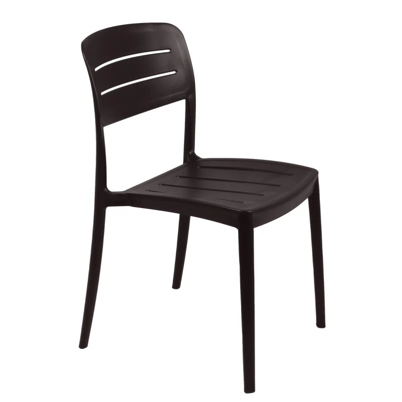 Chair With Slated Back Black - 16.9" x 20.1" x 33.3" - Set of 4 Chair With Slated Back Black - 16.9" x 20.1" x 33.3" - Set of 4