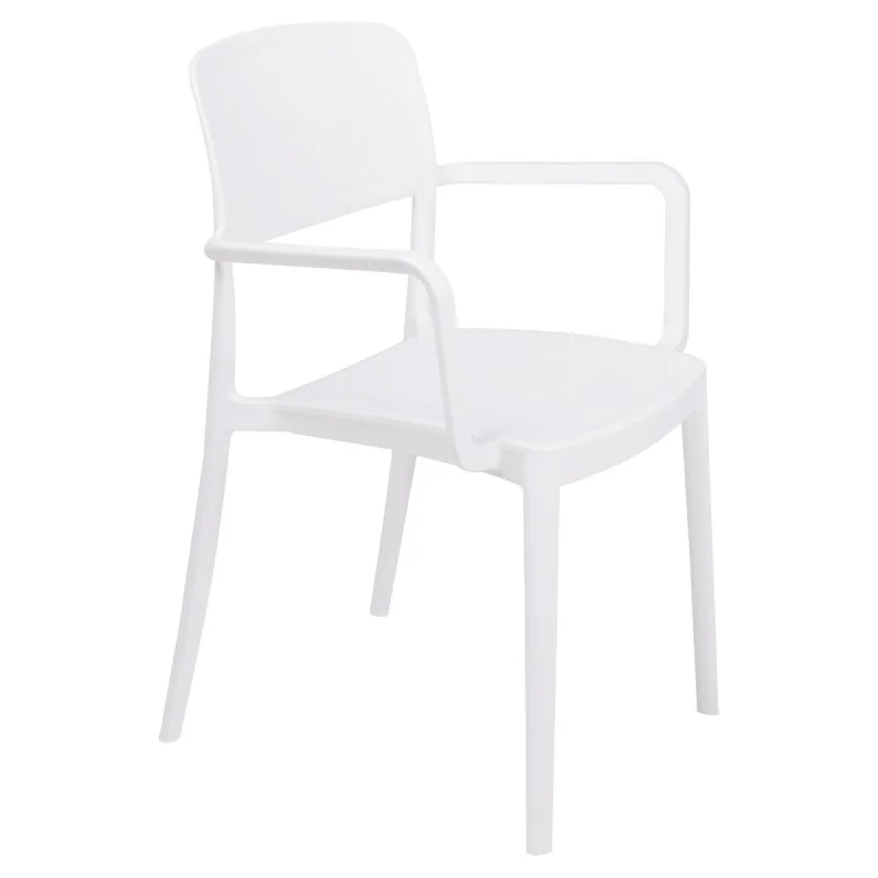 Armchair With Solid Back White - 20.1" x 21.3" x 32.5" - Set of 4