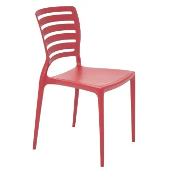 Sofia Slated Poly Chair Red - 20.1"x 17" x 32.3" - Set of 4