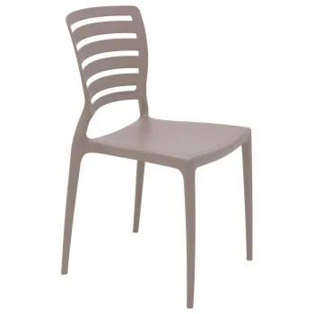 Sofia Slated Poly Chair Taupe - 20.1"x 17" x 32.3" - Set of 4