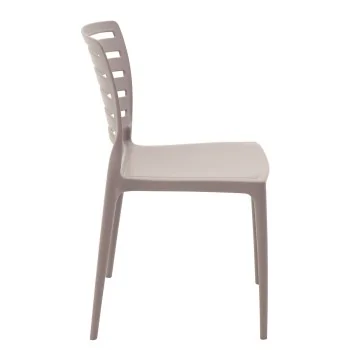 Sofia Slated Poly Chair Taupe - 20.1"x 17" x 32.3" - Set of 4
