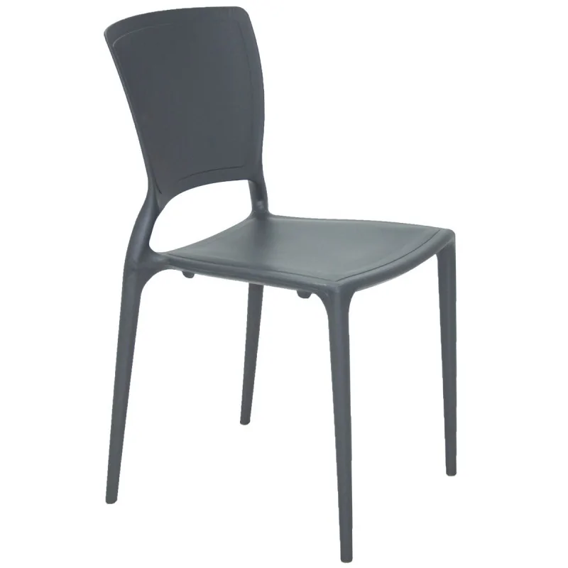 Chair With Solid Backrest Black - 20.5" x 17.3" x 36.7" - Set of 4