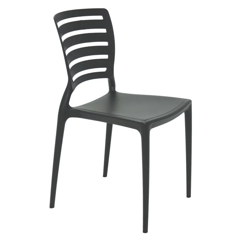 Sofia Slated Poly Chair Black - 20.1"x 17" x 32.3" - Set of 4 Sofia Slated Poly Chair Black - 20.1"x 17" x 32.3" - Set of 4