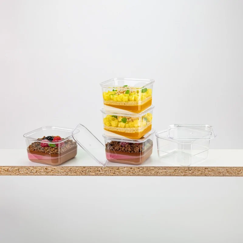 Plastic Kubito Dessert Cup - 83 mm x 83 mm x h 49 mm - 210 ml - 100 pcs