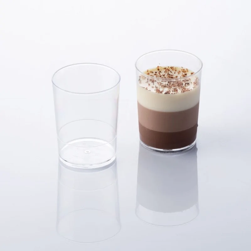 Clear Straight Round Plastic Verrine Cups - Ø 55 x h 70 mm - Cap. 120 ml - 100pcs