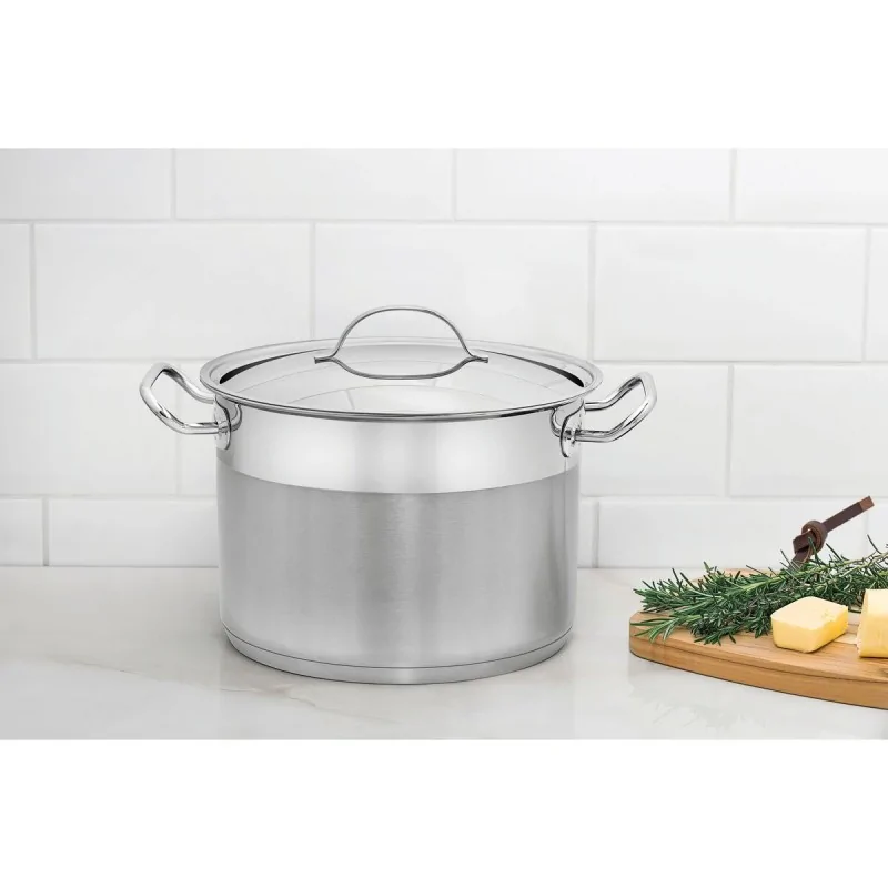 Tramontina Commercial 8 qt (7.8l) Stainless Steel Covered Stock Pot (Ø24 cm) - Triply Base - with Lid - Set of 4 Tramontina Commercial 8 qt (7.8l) Stainless Steel Covered Stock Pot (Ø24 cm) - Triply Base - with Lid - Set of 4