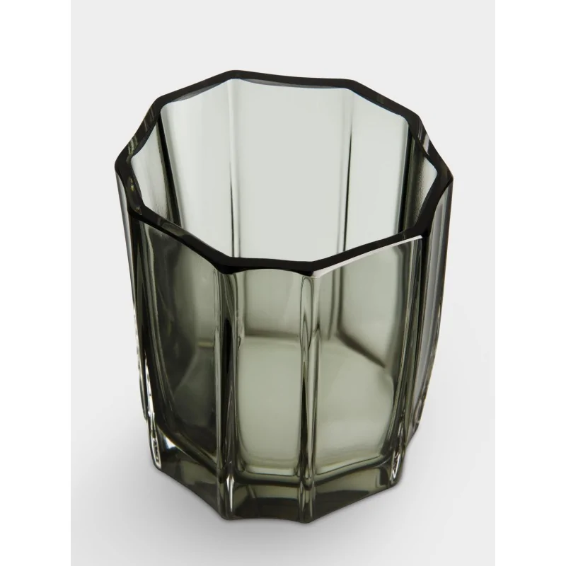 Orrefors Reed Crystal Votive Bowl Moss Green Medium