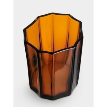 Orrefors Reed Crystal Bowl Votive Amber Medium