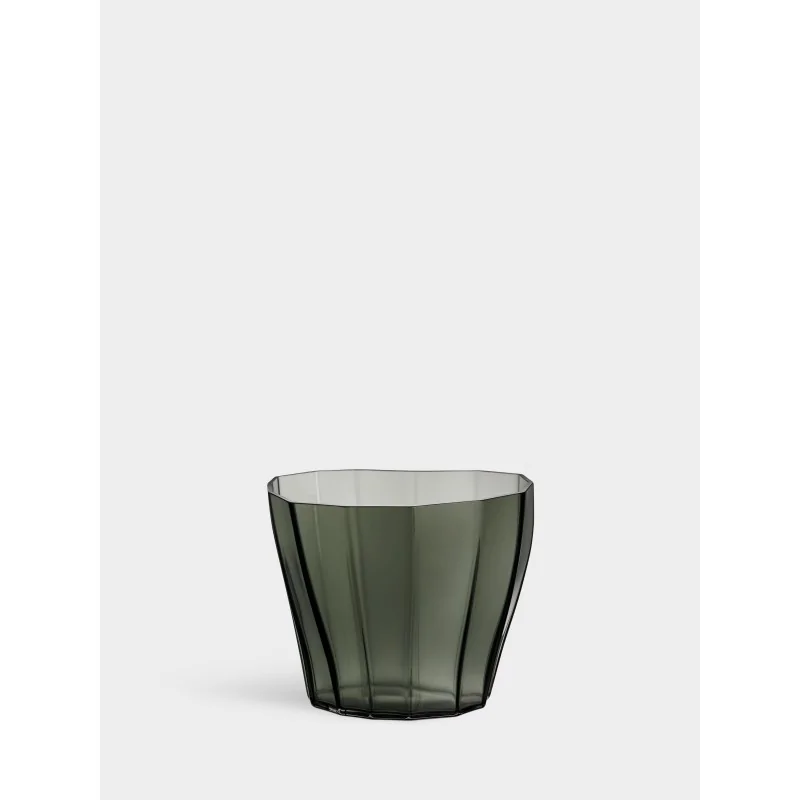 Orrefors Reed Crystal Vase Moss Green Low