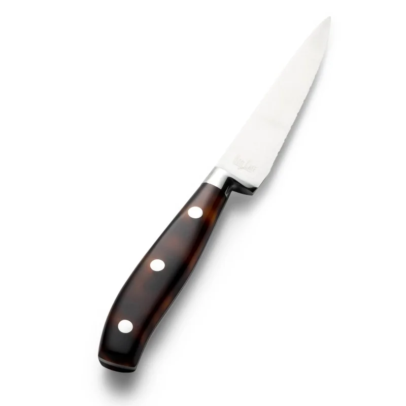 Bon Chef Steak Knife - 9.75"L - 5" Micro - Serrated Pointed Tip Blade - Amber Swirl Acrylic Handle - Set of 12 Bon Chef Steak Knife - 9.75"L - 5" Micro - Serrated Pointed Tip Blade - Amber Swirl Acrylic Handle - Set of 12