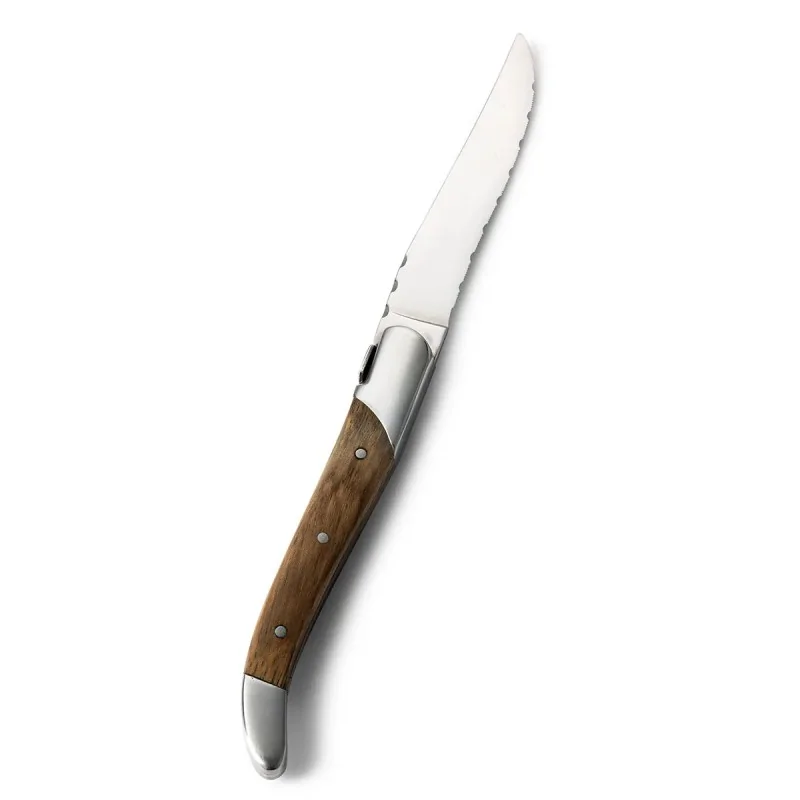 Bon Chef Laguiole Steak Knife - 8 - 7/8" Overall Length - 4" Blade - 13/0 Stainless Steel Blade - Natural Wood - Set of 12 Bon Chef Laguiole Steak Knife - 8 - 7/8" Overall Length - 4" Blade - 13/0 Stainless Steel Blade - Natural Wood - Set of 12