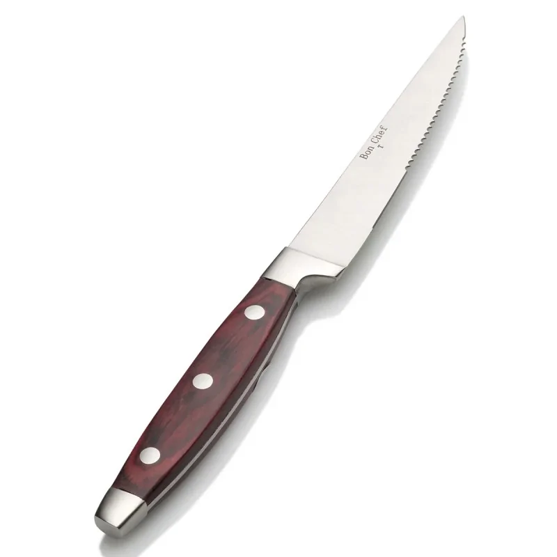 Bon Chef Elegant Steak Knife - Pakka Wood Handle - Set of 12 Bon Chef Elegant Steak Knife - Pakka Wood Handle - Set of 12