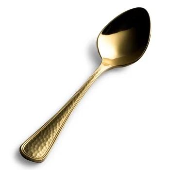 Bon Chef Positano Demitasse Spoon - 4.7" - Gold PVD - Hammered Finish - Set of 12