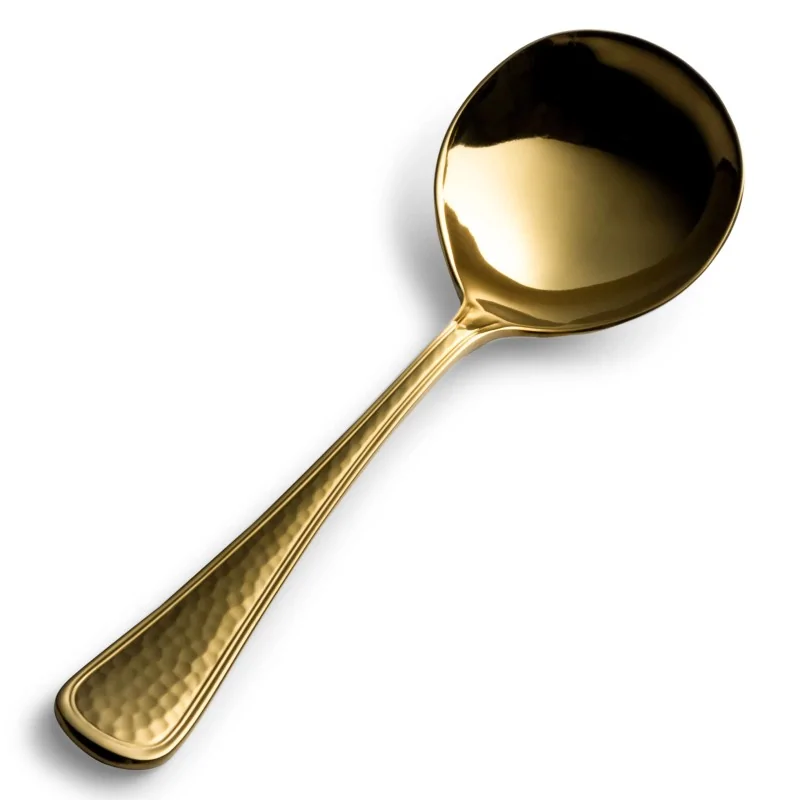 Bon Chef Positano Bouillon Spoon - 6.3" - Gold PVD - Hammered Finish - Set of 12 Bon Chef Positano Bouillon Spoon - 6.3" - Gold PVD - Hammered Finish - Set of 12