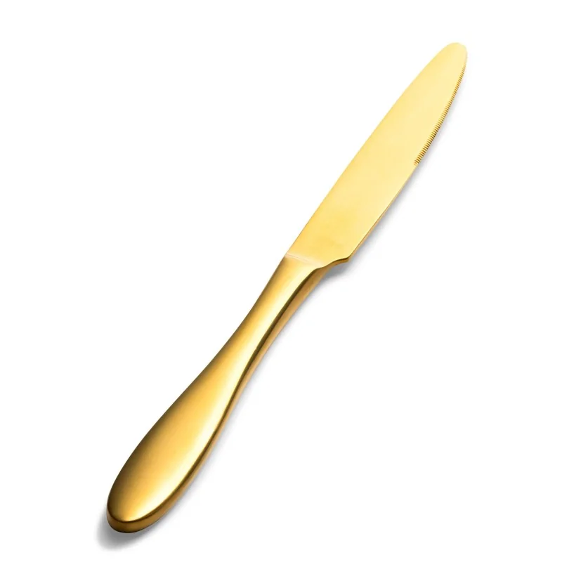 Bon Chef Luce Dinner Knife - 9.37" - Solid Handle - Gold Mirror Finish - Set of 12