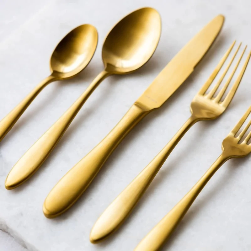Bon Chef Luce Dinner Knife - 9.37" - Solid Handle - Gold Mirror Finish - Set of 12