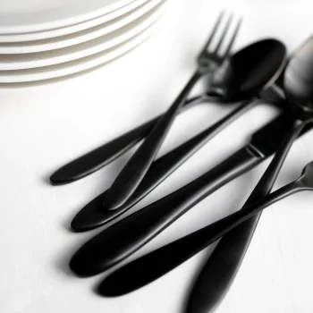 Bon Chef Luce Oyster/Cocktail Fork - 5.31" - Black Matte Finish - Set of 12