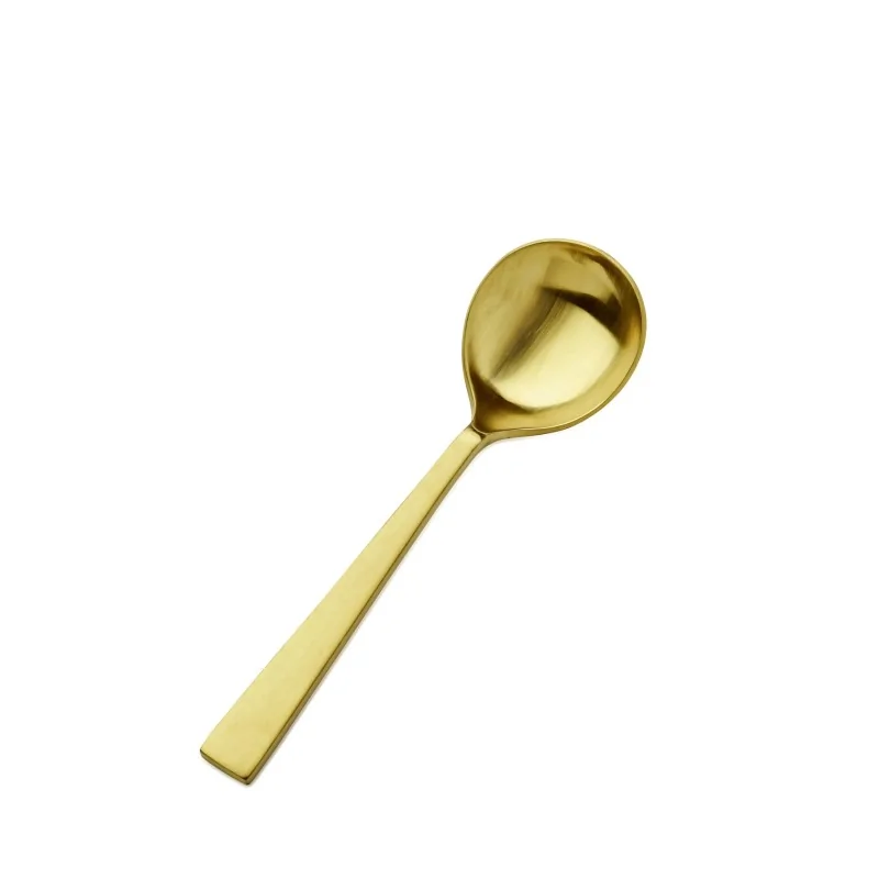 Bon Chef Roman Soup Spoon - 6 - 5/8" - Round - Gold Matte - Set of 12 Bon Chef Roman Soup Spoon - 6 - 5/8" - Round - Gold Matte - Set of 12