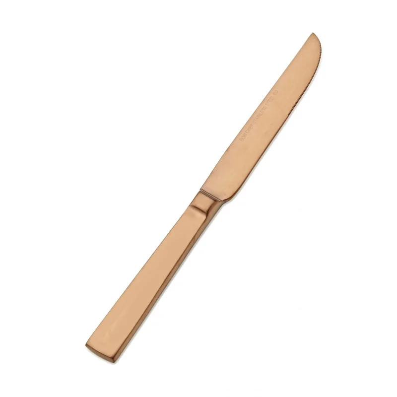 Bon Chef Roman Euro Dinner Knife - 9 - 3/8" - Rose Gold Matte - Set of 12 Bon Chef Roman Euro Dinner Knife - 9 - 3/8" - Rose Gold Matte - Set of 12