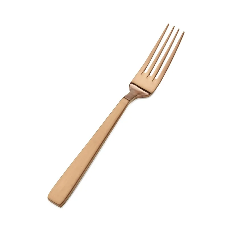 Bon Chef Roman Euro Dinner Fork - 8 - 1/8" - Rose Gold Matte - Set of 12