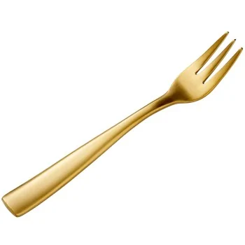 Bon Chef Manhattan Oyster/Cocktail Fork - 5 - 3/8" - Gold PVD Matte Finish - Set of 12