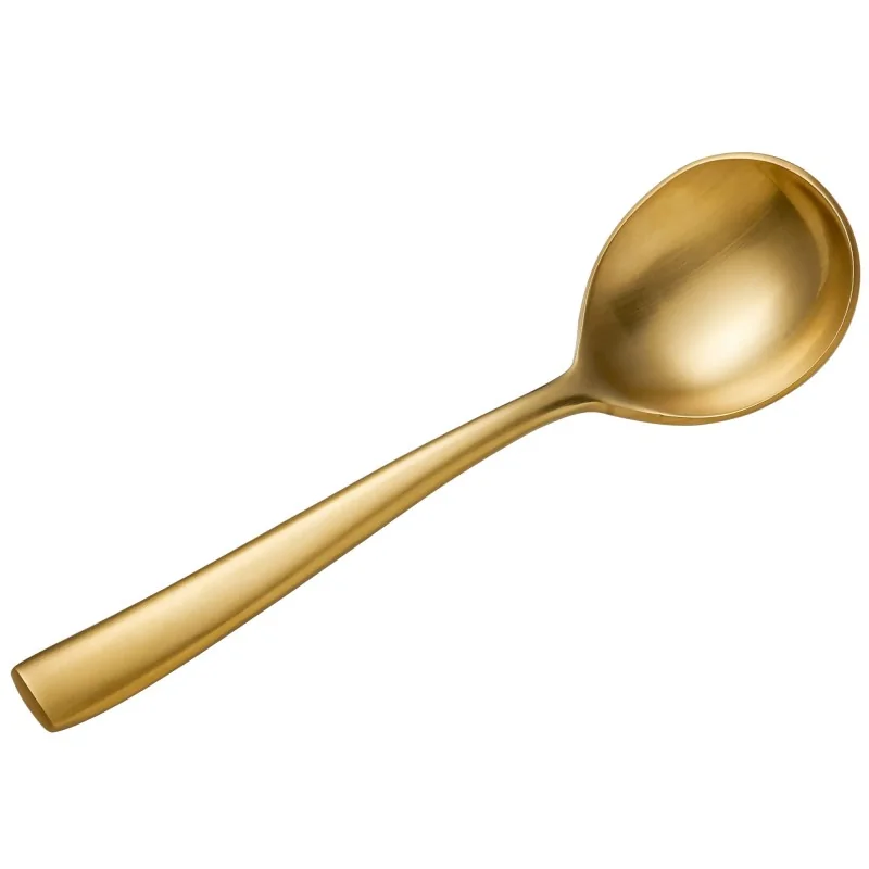 Bon Chef Manhattan Bouillon Spoon - 6.38" - Gold PVD - Matte Finish - Set of 12