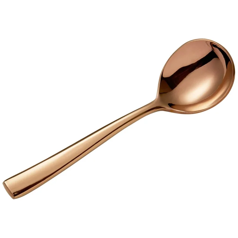 Bon Chef Manhattan Bouillon Spoon - 6.38" - Rose Gold PVD - Mirror Finish - Set of 12 Bon Chef Manhattan Bouillon Spoon - 6.38" - Rose Gold PVD - Mirror Finish - Set of 12