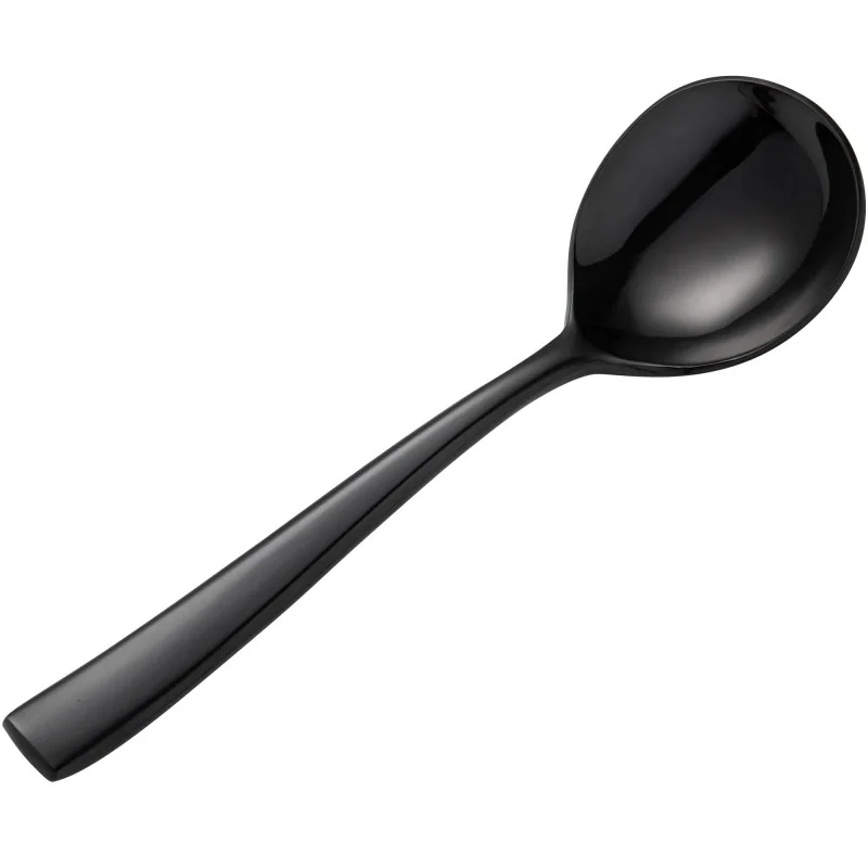 Bon Chef Manhattan Bouillon Spoon - 6.38" - Black PVD - Mirror Finish - Set of 12