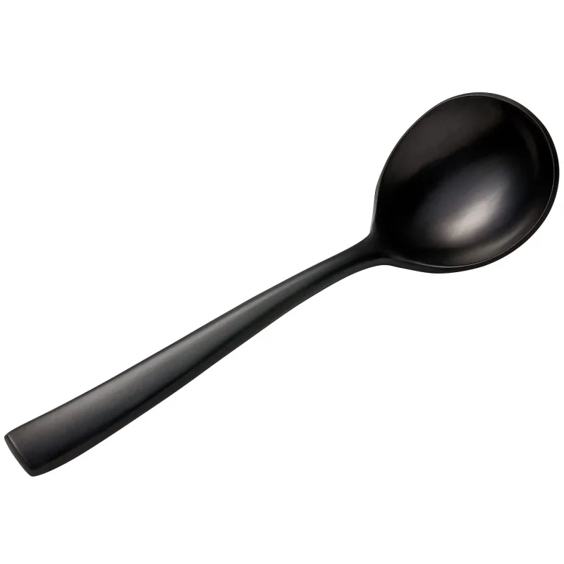 Bon Chef Manhattan Bouillon Spoon - 6.38" - Black PVD - Matte Finish - Set of 12