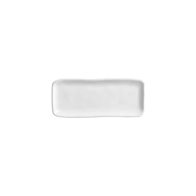 Stoneware New White Organic Rectangular Platter - Diam. 8.66 x 3.74" - Pack of 12 Stoneware New White Organic Rectangular Platter - Diam. 8.66 x 3.74" - Pack of 12