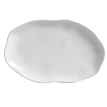 Stoneware New White Shallow Oval Platter Medium Bio - Diam. 11.81 x 7.87" - Pack of 12