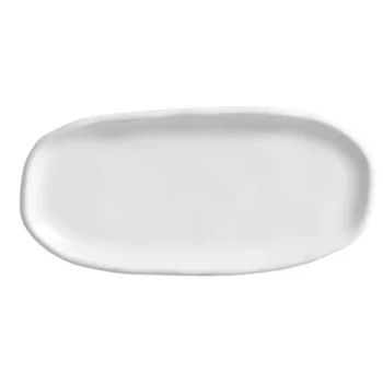 Stoneware New White Organic Shallow Oval Platter - Diam. 9.06 x 4.33" - Pack of 12