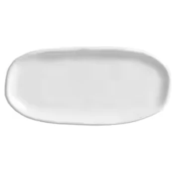 Stoneware New White Organic Shallow Oval Platter - Diam. 6.5 x 3.15" - Pack of 12