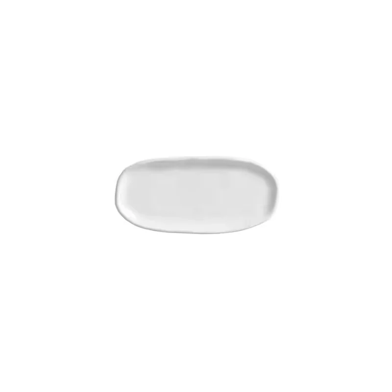 Stoneware New White Organic Shallow Oval Platter - Diam. 6.5 x 3.15" - Pack of 12